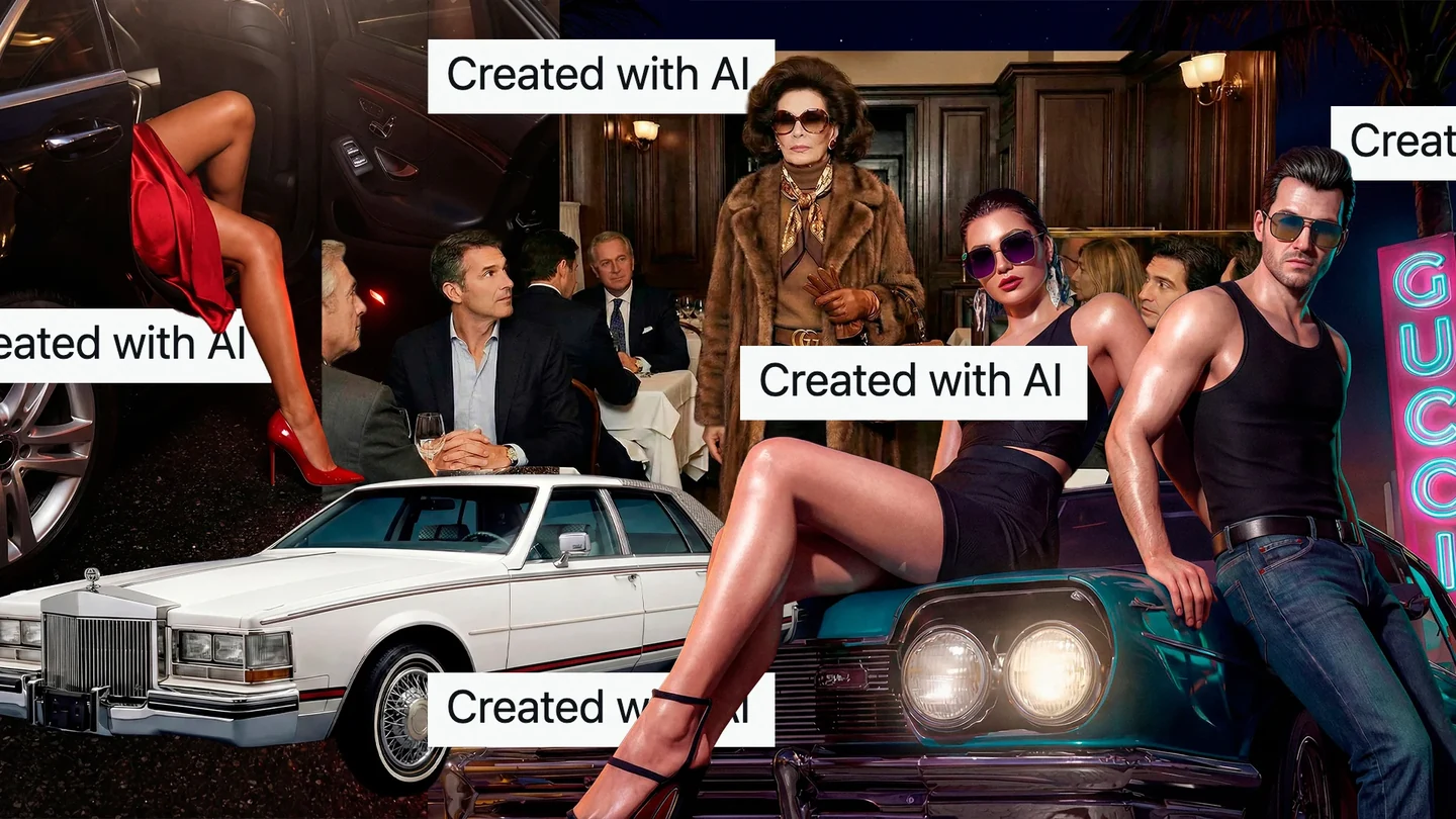 Подборка AI-изображений Gucci из публикации Fast Company — изображения Gucci