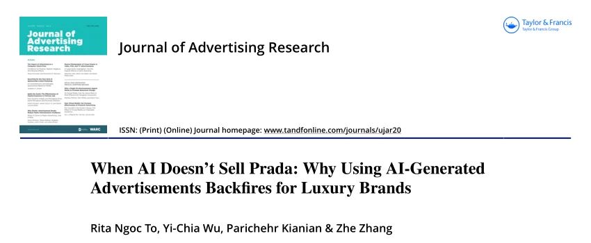 Заглавная страница исследования When AI Doesn’t Sell Prada, Journal of Advertising Research
