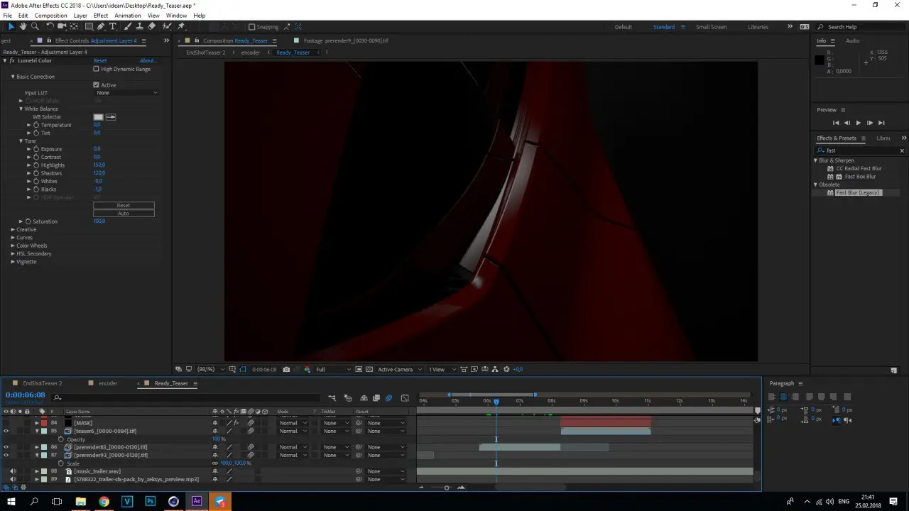 Архивный кадр работы в After Effects