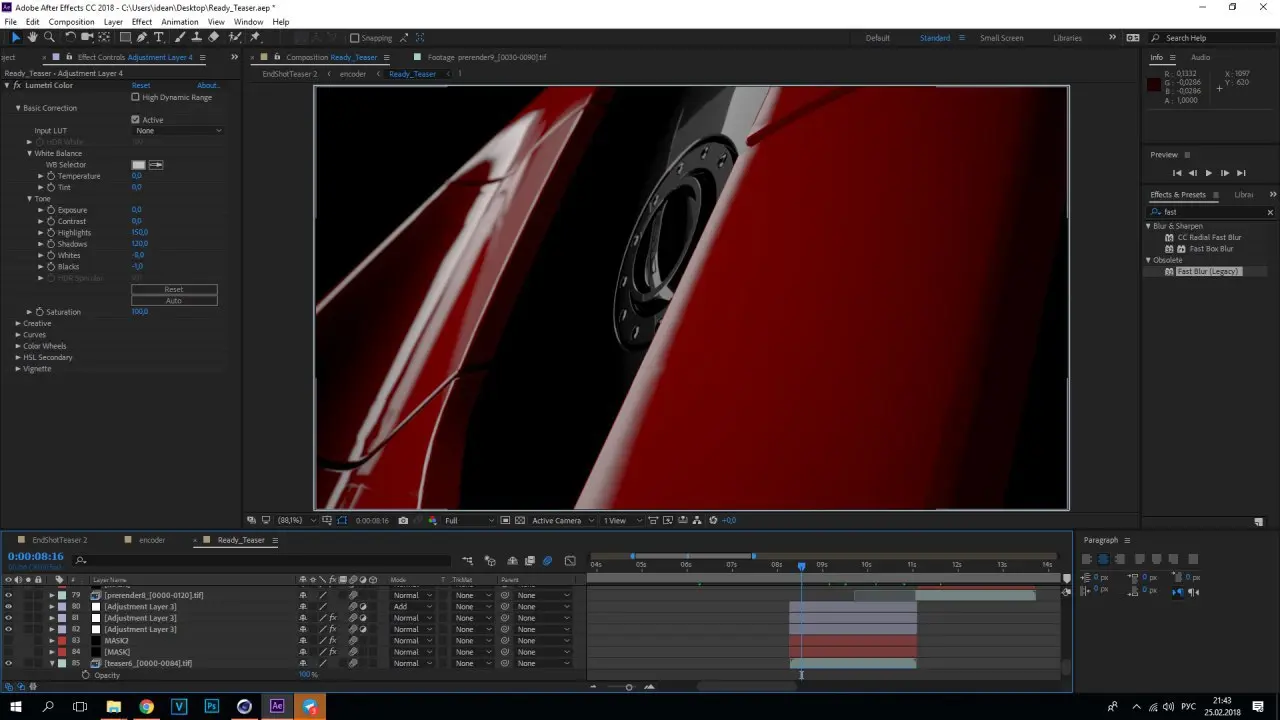 Кадр Zenvo в After Effects