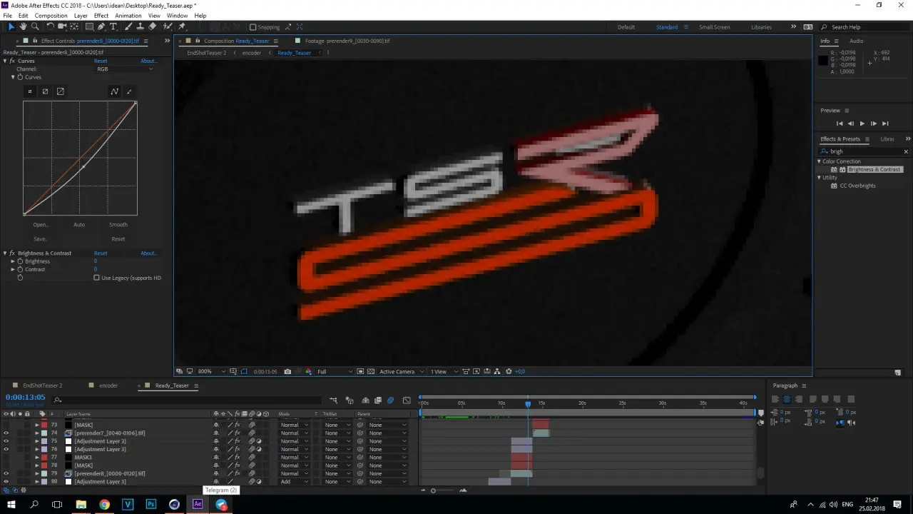 Работа с логотипом Zenvo в After Effects